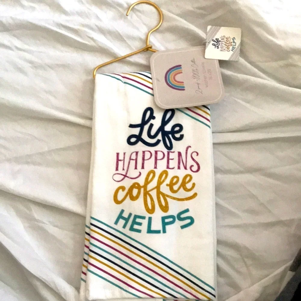 Kitchen Towels Life Happens Coffee Helps
